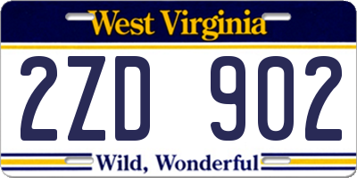 WV license plate 2ZD902