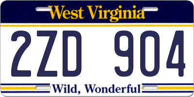 WV license plate 2ZD904