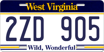 WV license plate 2ZD905
