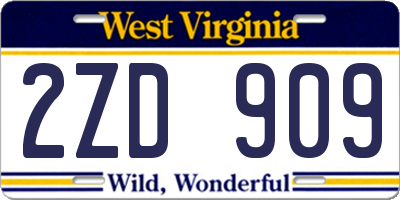 WV license plate 2ZD909