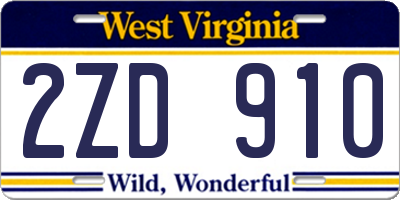 WV license plate 2ZD910