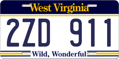 WV license plate 2ZD911