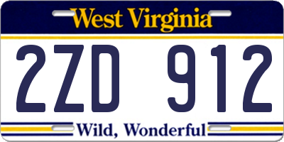 WV license plate 2ZD912