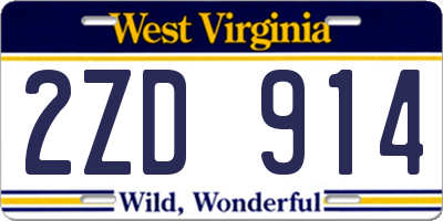 WV license plate 2ZD914
