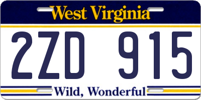 WV license plate 2ZD915