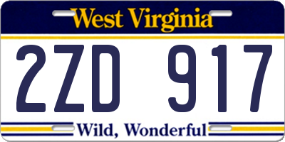WV license plate 2ZD917