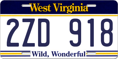 WV license plate 2ZD918