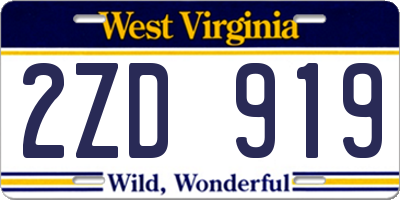 WV license plate 2ZD919