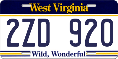 WV license plate 2ZD920