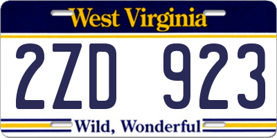 WV license plate 2ZD923