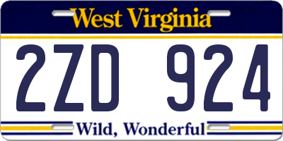 WV license plate 2ZD924