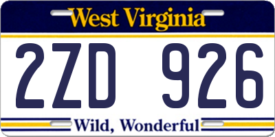 WV license plate 2ZD926