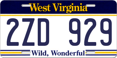 WV license plate 2ZD929