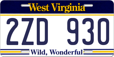 WV license plate 2ZD930