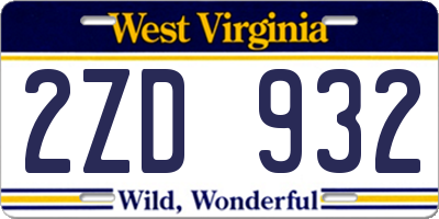 WV license plate 2ZD932