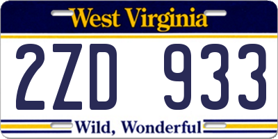 WV license plate 2ZD933
