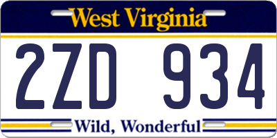 WV license plate 2ZD934