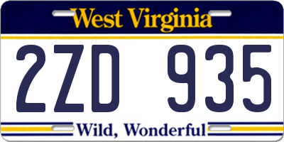 WV license plate 2ZD935