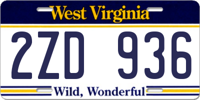 WV license plate 2ZD936