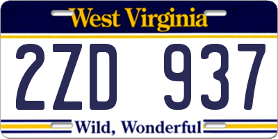 WV license plate 2ZD937