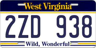 WV license plate 2ZD938