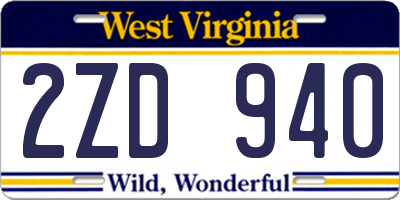 WV license plate 2ZD940