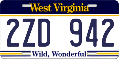 WV license plate 2ZD942