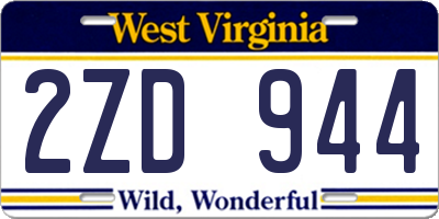 WV license plate 2ZD944
