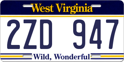 WV license plate 2ZD947