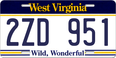 WV license plate 2ZD951