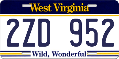 WV license plate 2ZD952