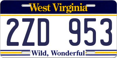 WV license plate 2ZD953