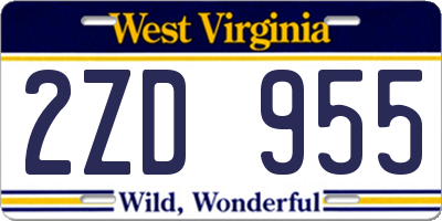 WV license plate 2ZD955