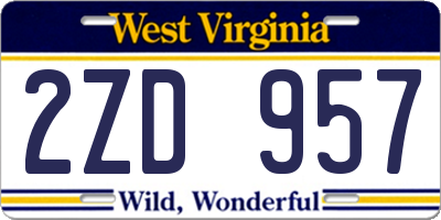 WV license plate 2ZD957