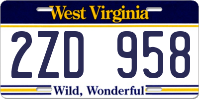 WV license plate 2ZD958