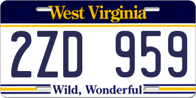 WV license plate 2ZD959