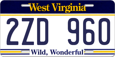 WV license plate 2ZD960