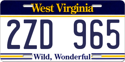 WV license plate 2ZD965