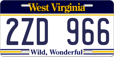 WV license plate 2ZD966