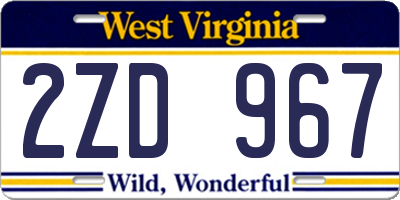 WV license plate 2ZD967