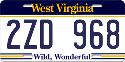 WV license plate 2ZD968