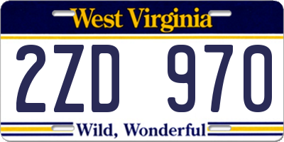 WV license plate 2ZD970