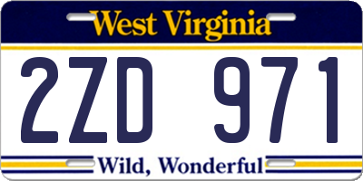 WV license plate 2ZD971