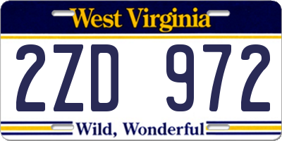 WV license plate 2ZD972