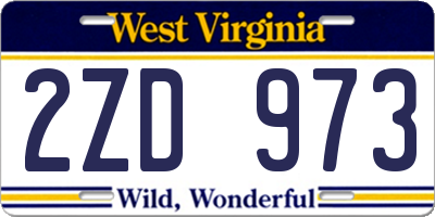 WV license plate 2ZD973