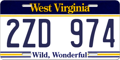 WV license plate 2ZD974