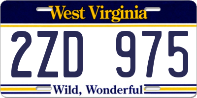 WV license plate 2ZD975