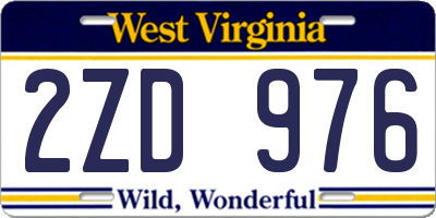 WV license plate 2ZD976