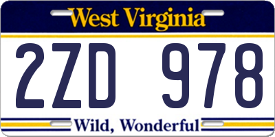 WV license plate 2ZD978