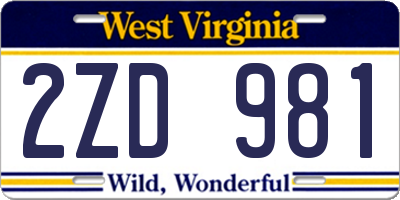 WV license plate 2ZD981
